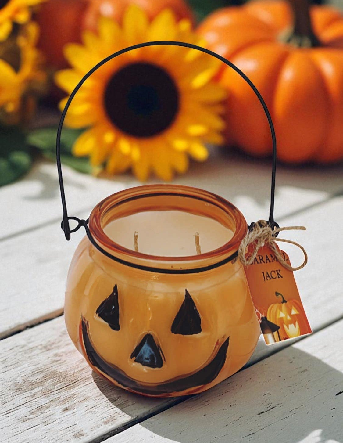 Double Wicked Jack-O-Lantern Fall Pumpkin Candle
