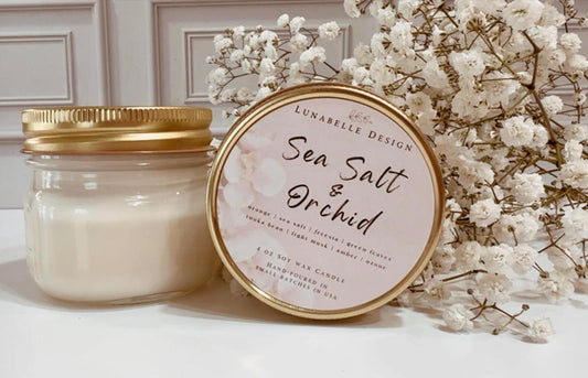Sea Salt & Orchid, 4 oz. jar - LunabelleDesignUSA
