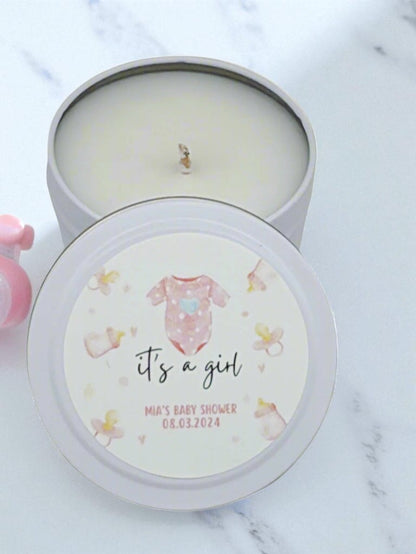 It's A Girl Pink Baby Shower Bulk Favor Candle
