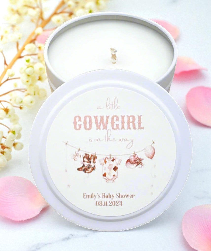 A Little Cowgirl Is On The Way Baby Shower Bulk Candle Favor