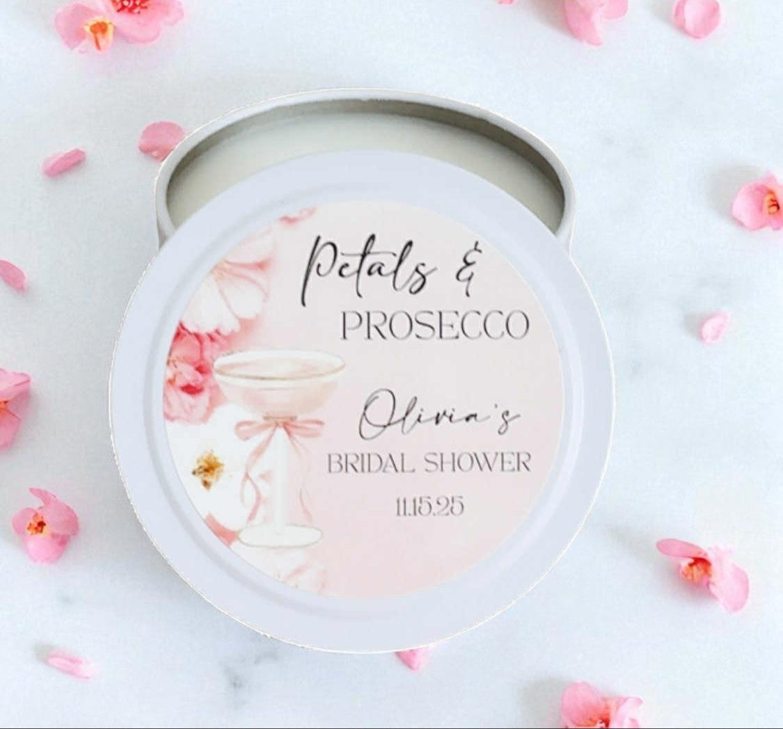 Petals & Prosecco Bridal Shower Bulk Candle Favor
