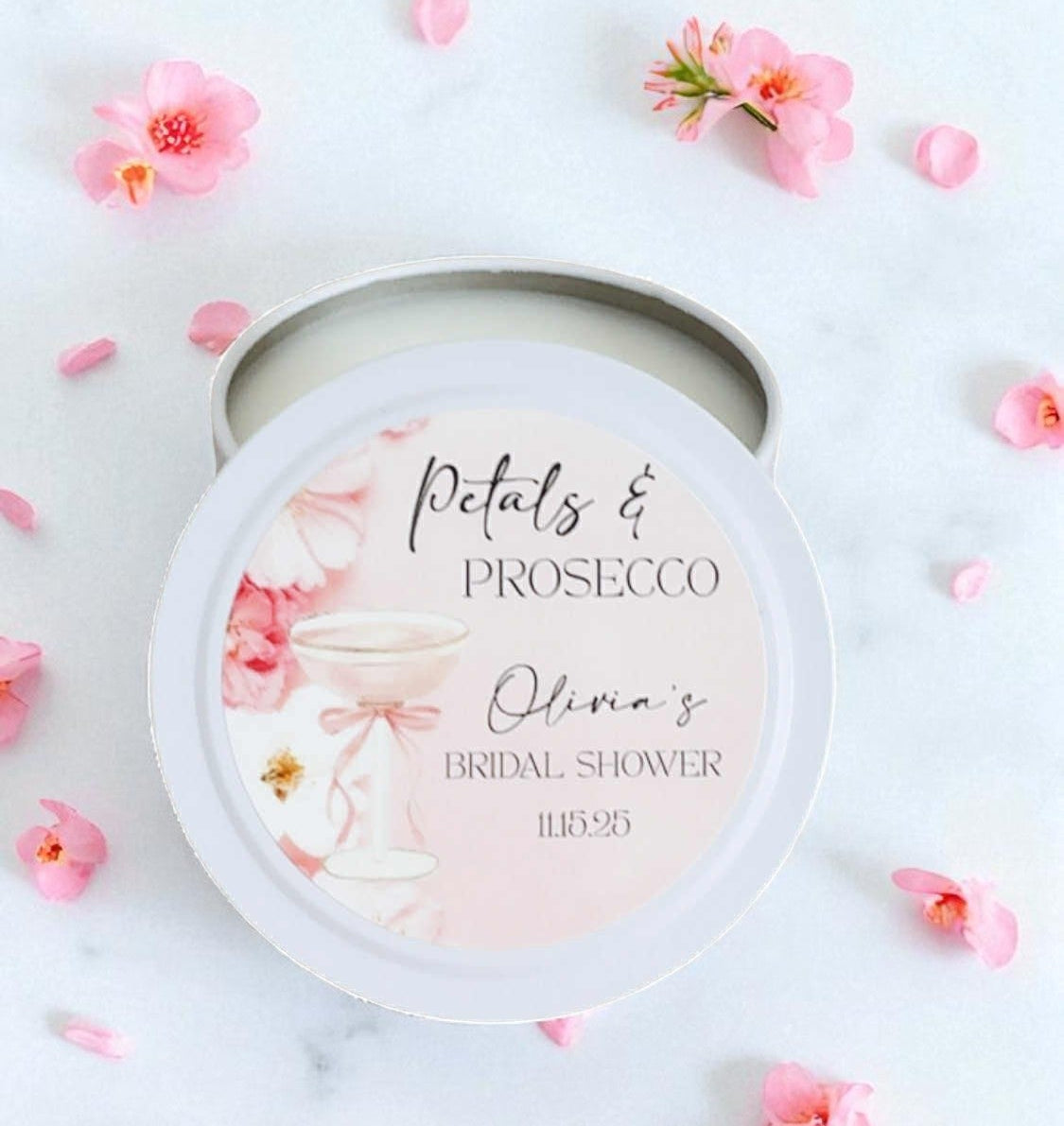 Petals & Prosecco Bridal Shower Bulk Candle Favor