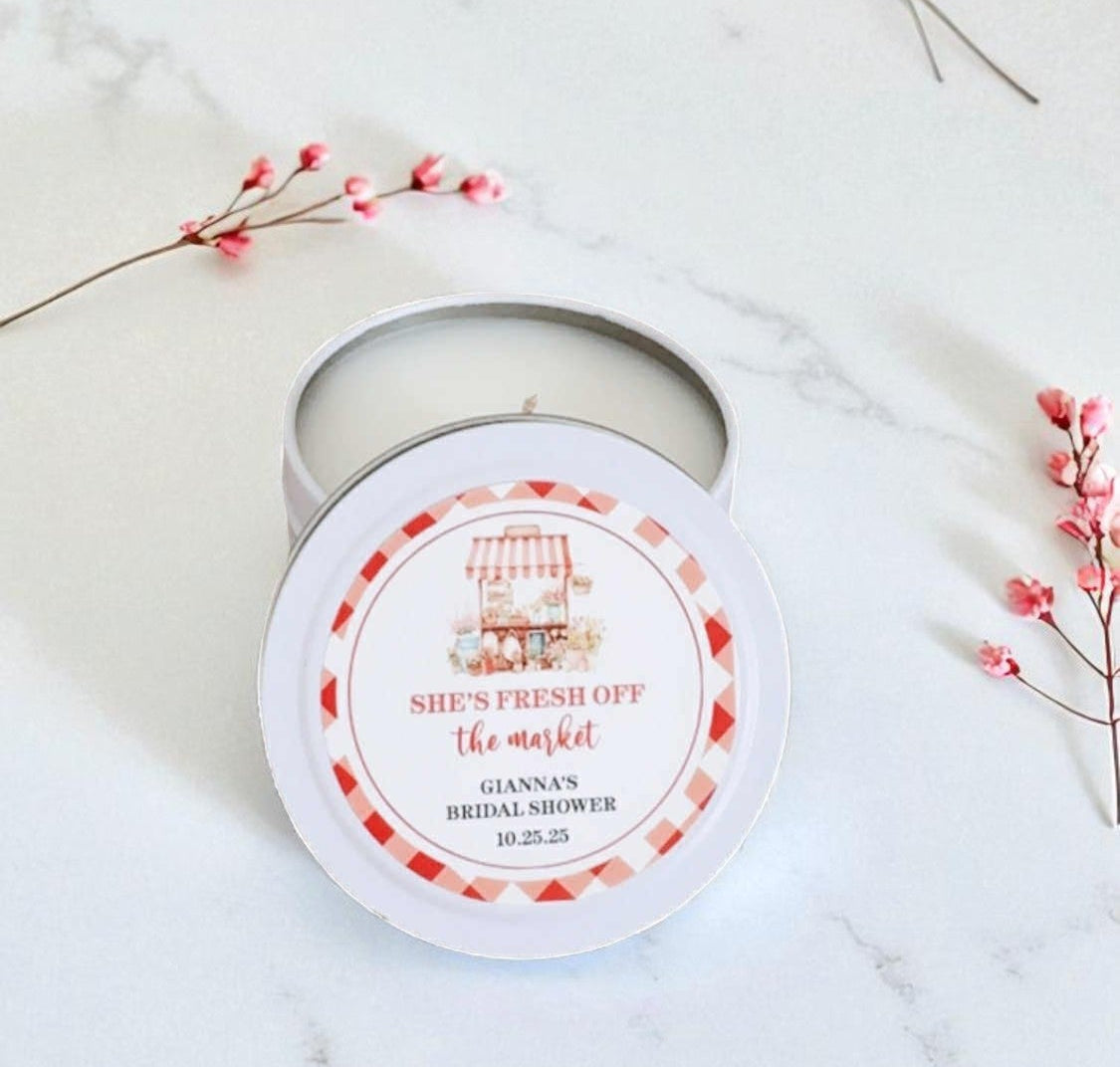 She's Fresh Off The Market Bridal Shower Bulk Candle Favor